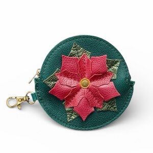 PORTLAND LEATHER Poinsettia Pouch Holiday Limited Edition